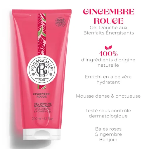 Roger & Gallet - Gingembre Rouge - Gel Douche Bienfaisant 200ml